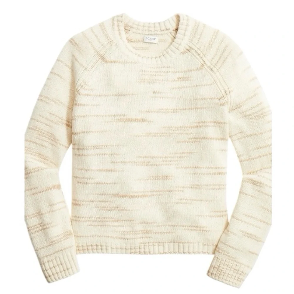 J.Crew Women’s Cream Raglan Space-dyed Long Sleeve Knit Sweater Size Small